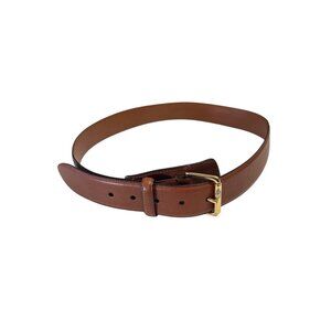 Lauren Ralph Lauren Brown Leather Belt With Gold Buckle